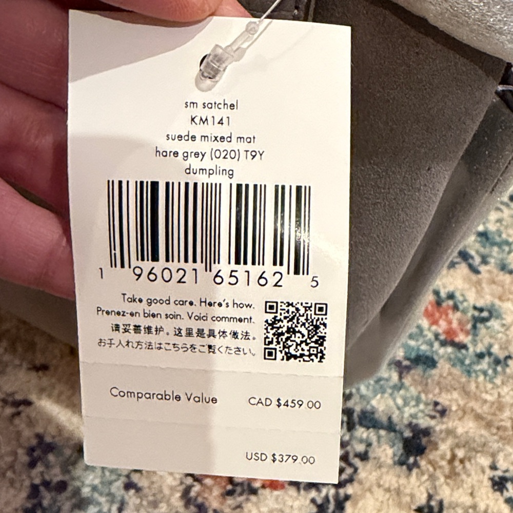 NWT Kate Spade NY â ď¸ Dumpling Suede Small Satchel Gray Leather Hare Grey New - Picture 12 of 13